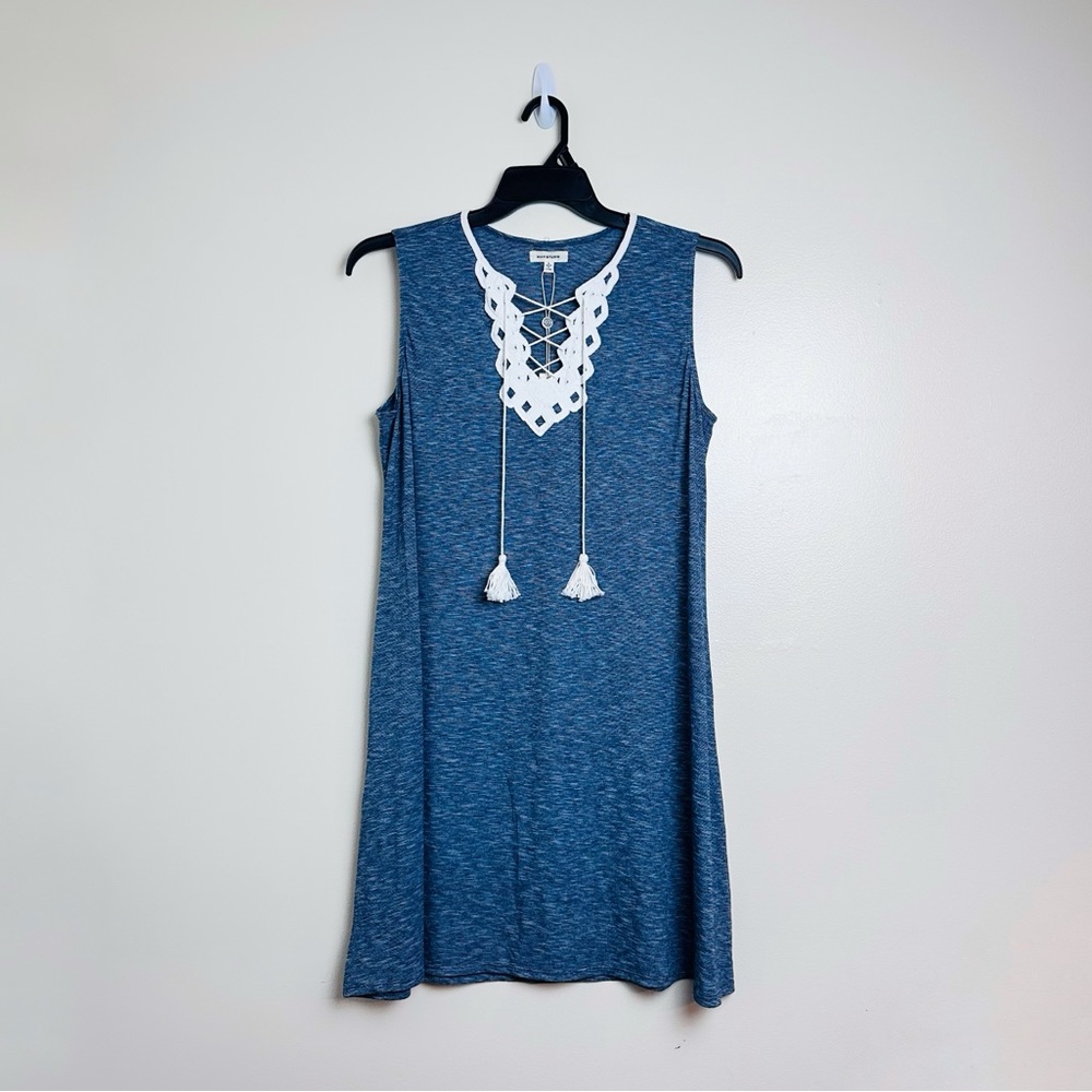 Max Studio Womens Size Small Blue White Stretch Dress Nautical